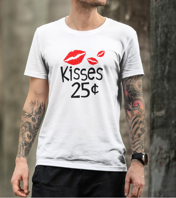Kisses 25 Cent Red Lips Valentine T-Shirt