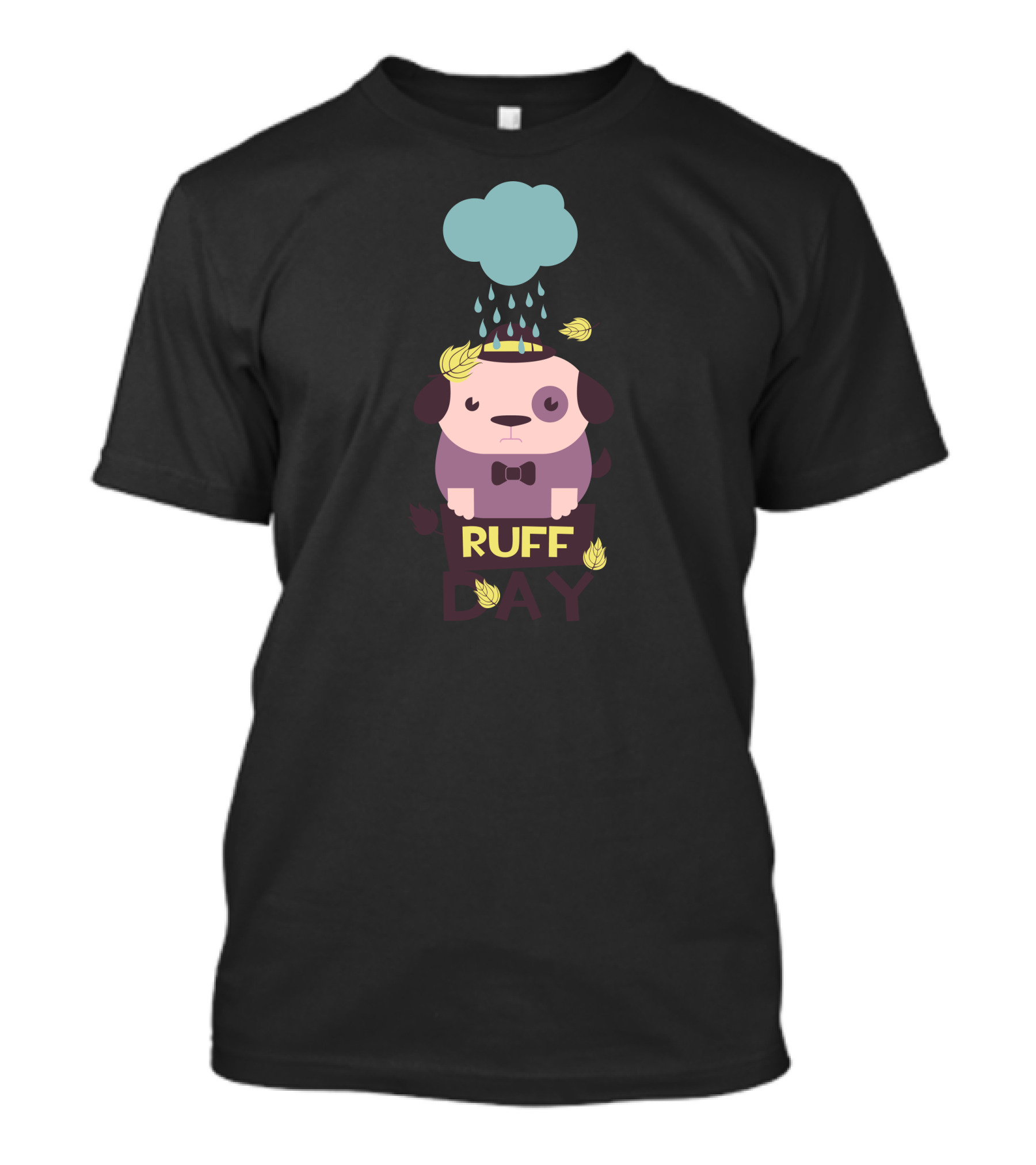 Ruff Day Sad Puppy Under Rain Cloud With Falling Leaves T-Shirt
