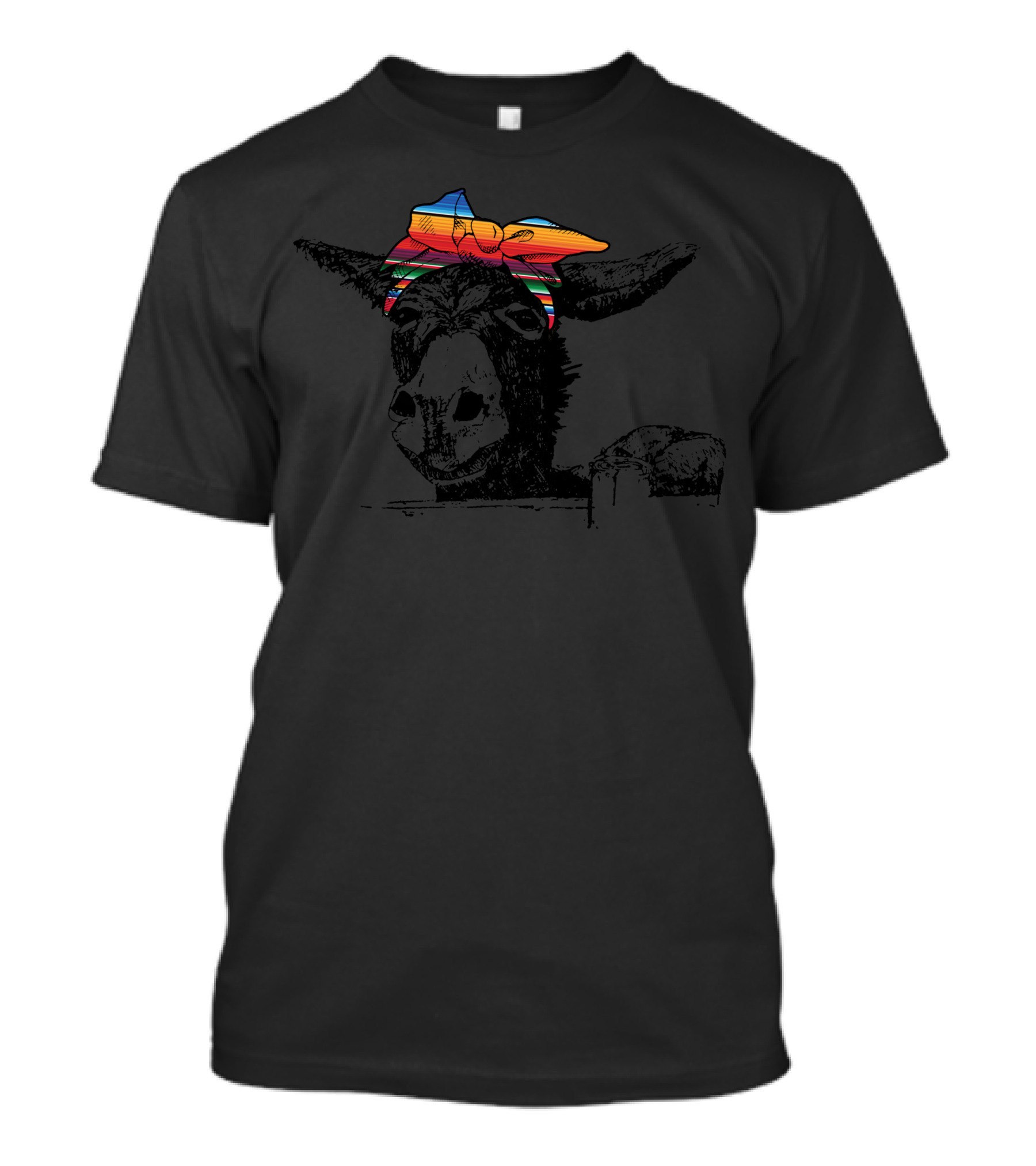 Serape Donkey With Colorful Mexican Blanket Bow T-Shirt