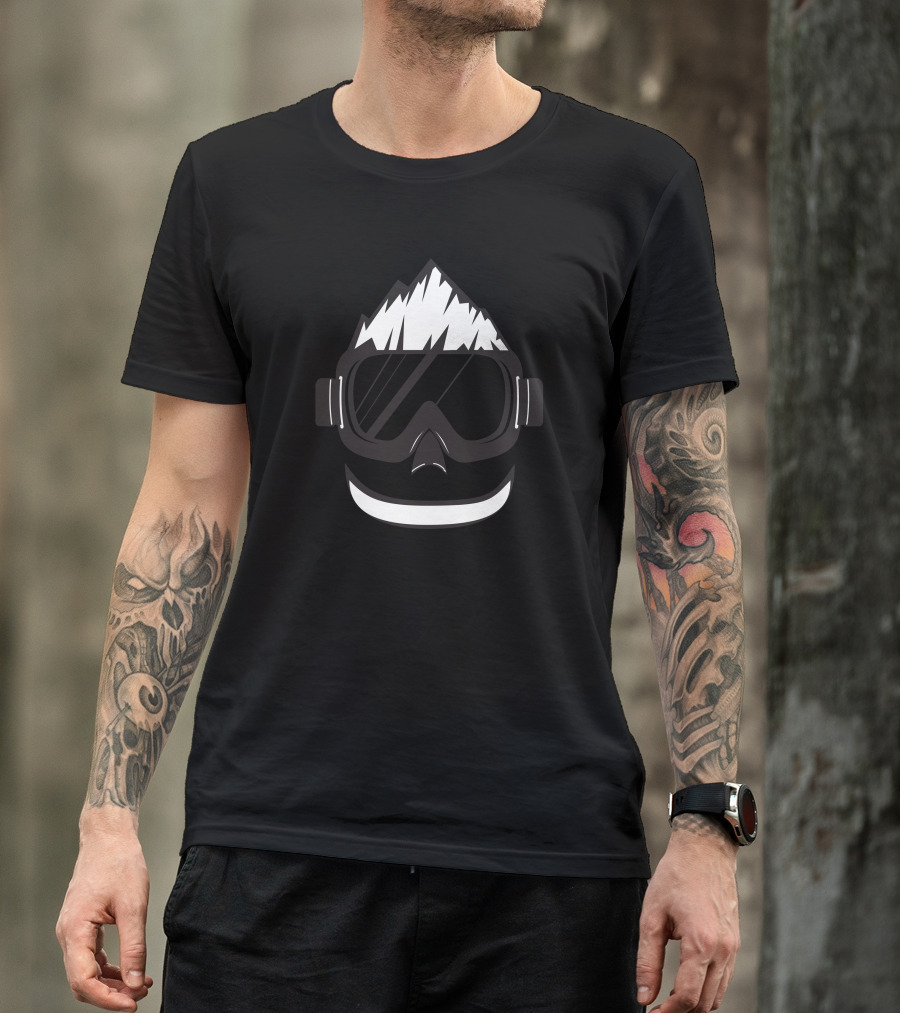 Ski Face Minimalist Goggles And Monochrome Mountain Hair T-Shirt