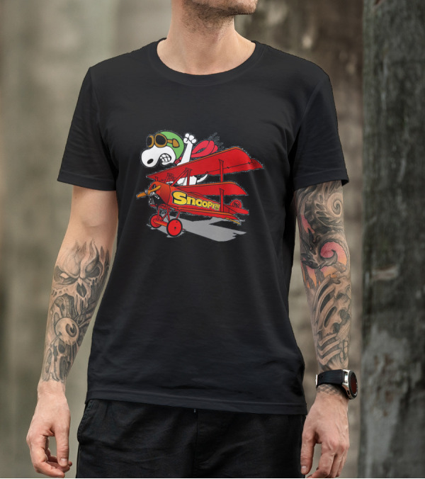 Snoopy Flying Vintage Red Biplane Adventure T-Shirt