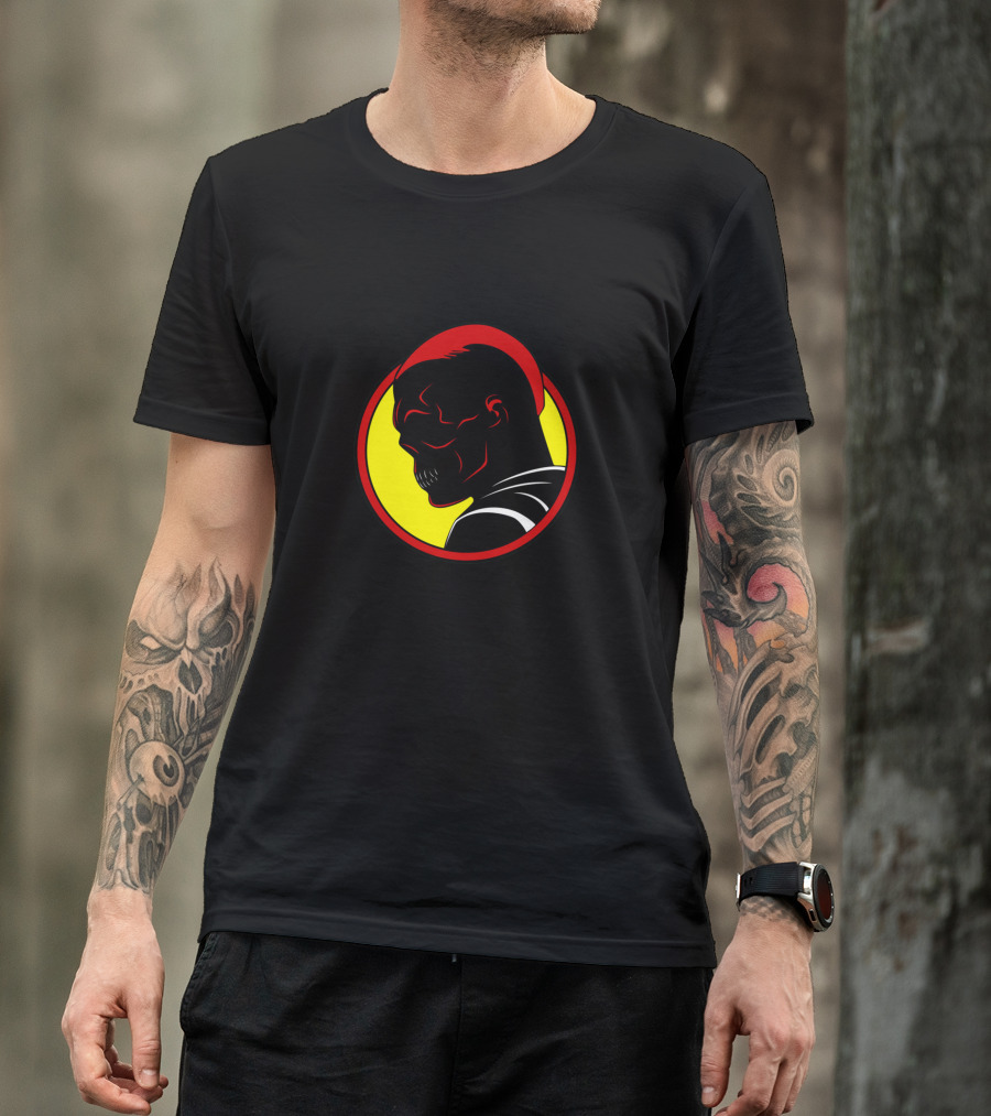 Tracy Skull Red And Yellow Background Circle T-Shirt