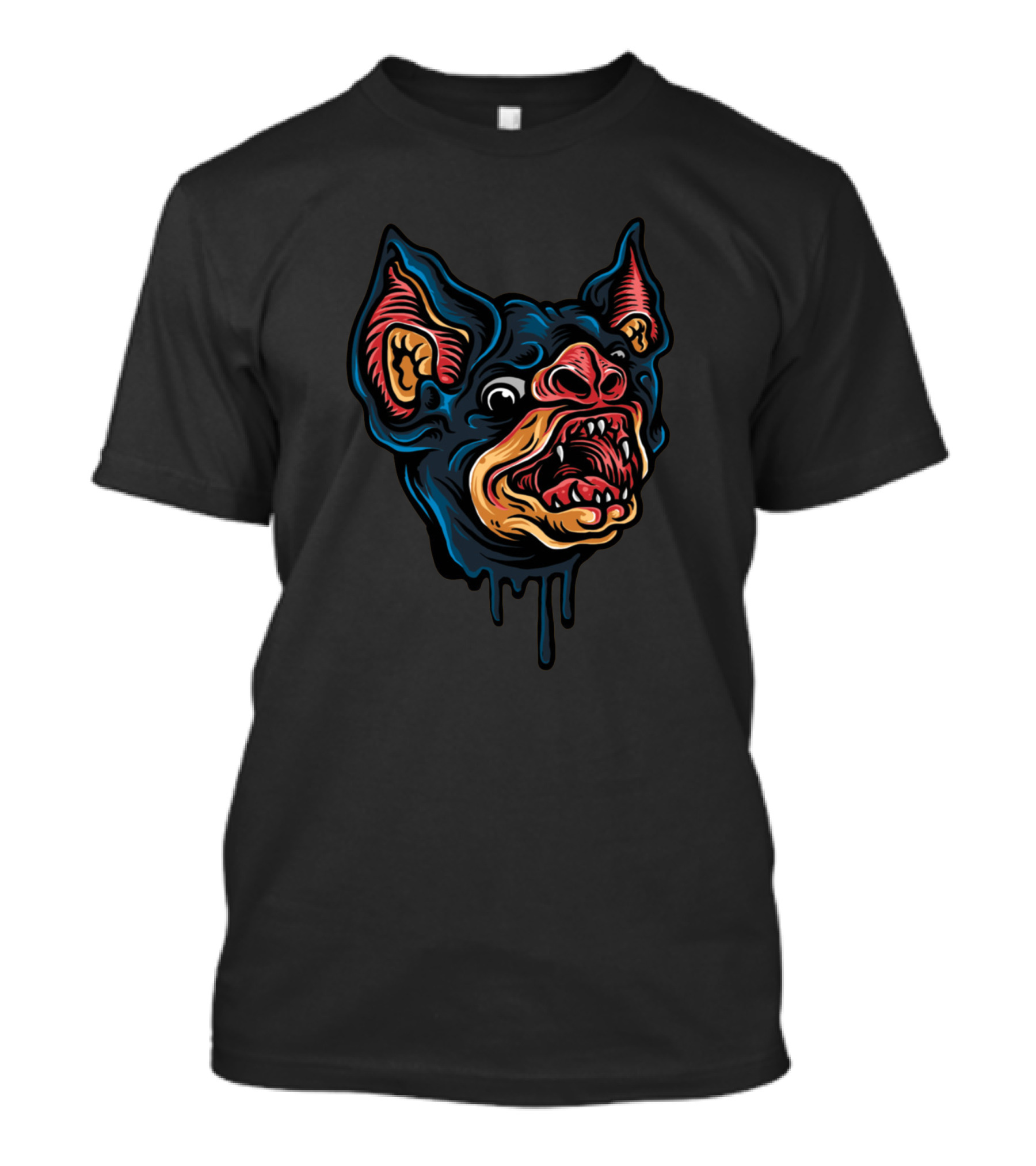 Bat Monster Dripping Fiery Face T-Shirt
