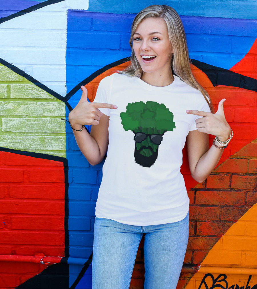 Broccoli Pixel Art Cool Shades Beard Avatar T-Shirt