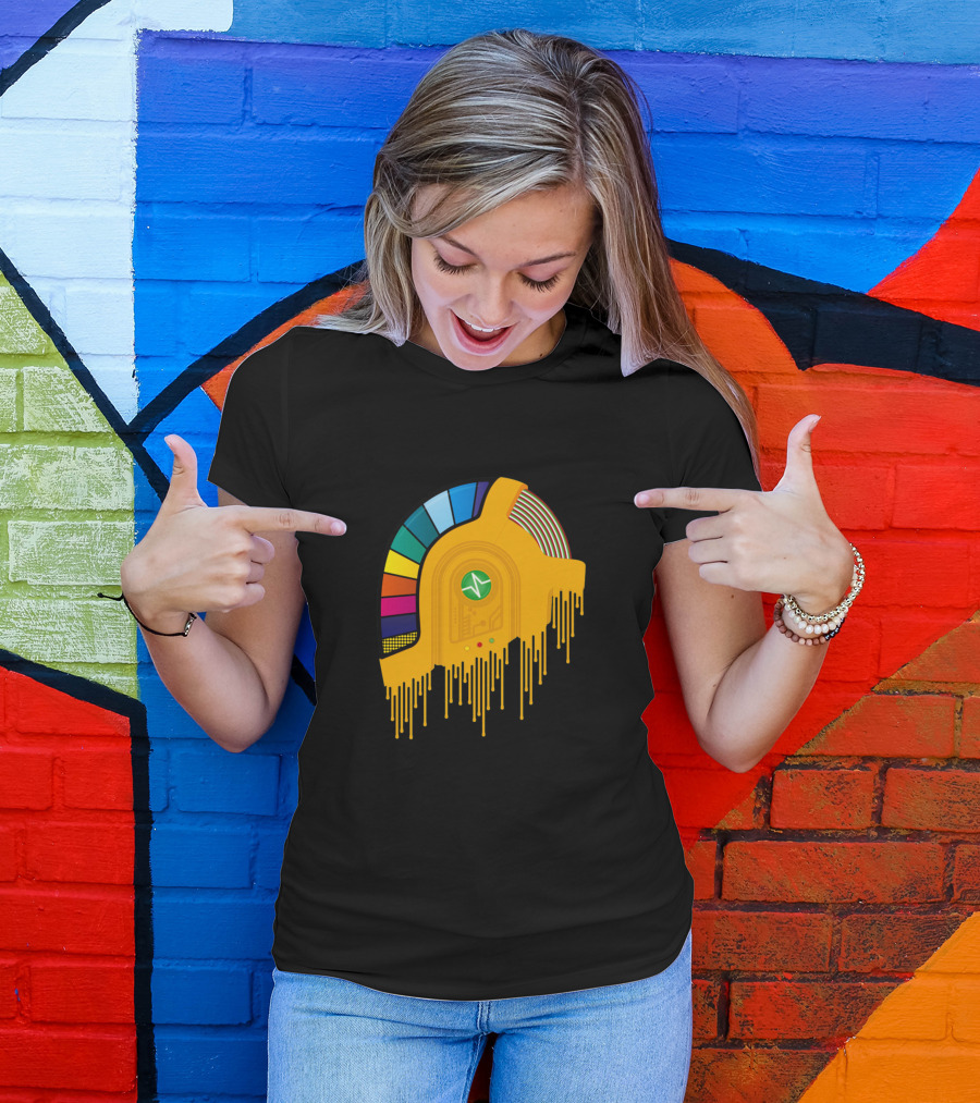 Daft Punk Drip Helmet In Colorful Dripping T-Shirt