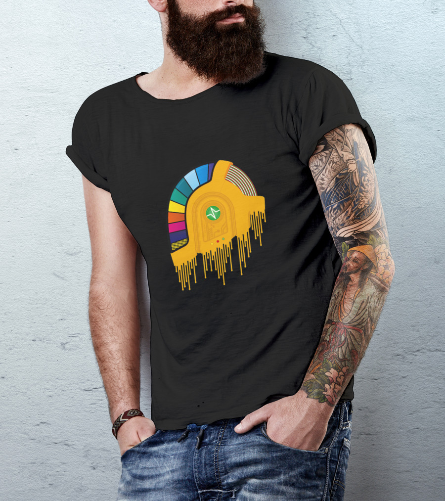 Daft Punk Drip Helmet In Colorful Dripping T-Shirt