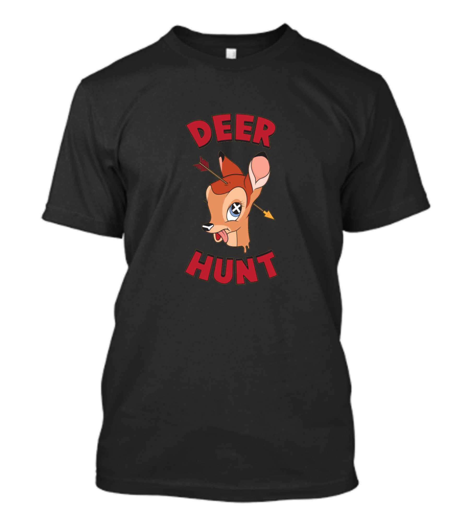 DEER HUNT Crossed Eyes Arrow Through Head T-Shirt