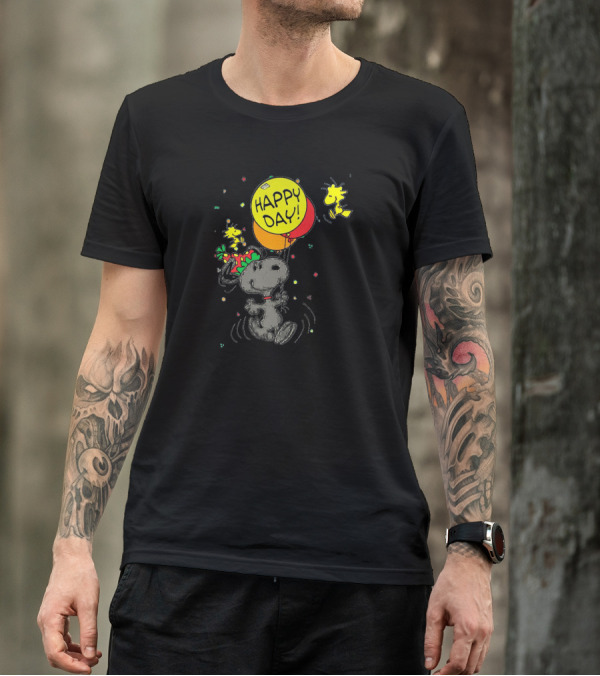Snoopy And Woodstock Happy Day Balloons And Joyful T-Shirt