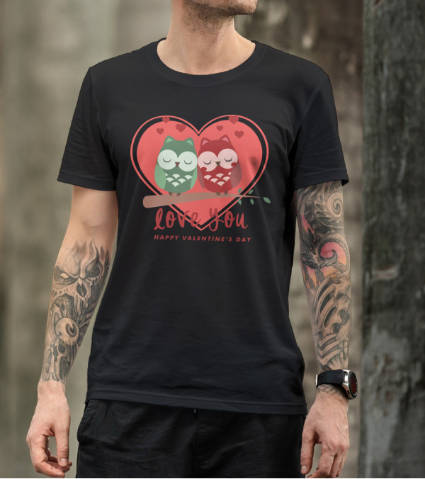 Love You Happy Valentine's Day Owls Heart T-Shirt