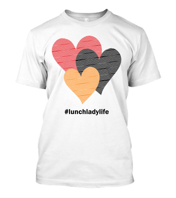 Hearts On Stripes #lunchladylife Valentine T-Shirt