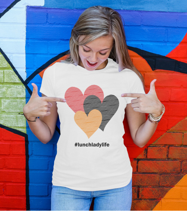 Hearts On Stripes #lunchladylife Valentine T-Shirt