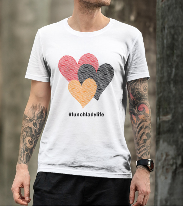Hearts On Stripes #lunchladylife Valentine T-Shirt