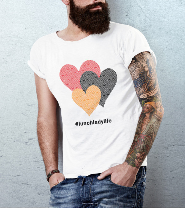 Hearts On Stripes #lunchladylife Valentine T-Shirt