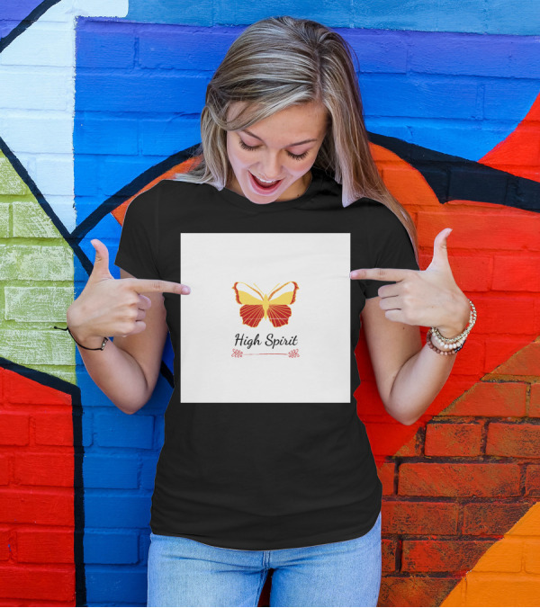 High Spirit Butterfly Red And Yellow T-Shirt