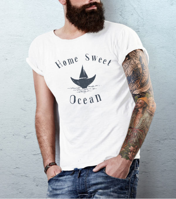 Home Sweet Ocean With Sailing Boat And Whale T-Shirt
