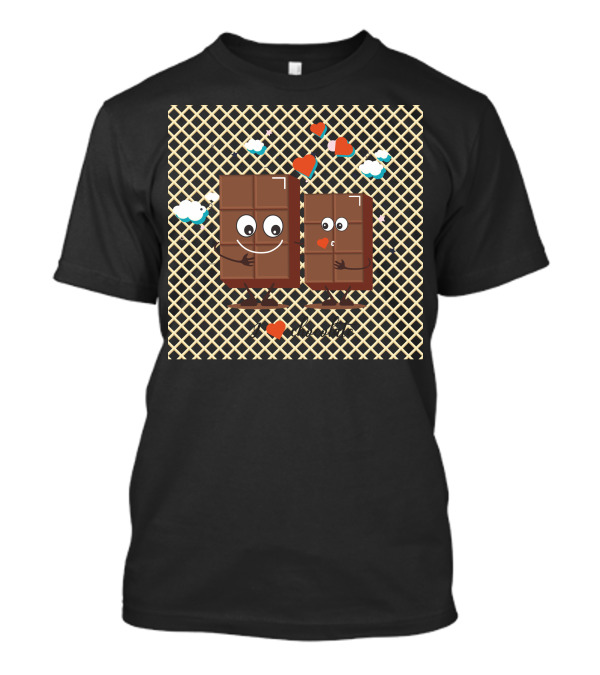 I Love Chocolate Cute Cartoon Bars With Hearts And Clouds T-Shirt