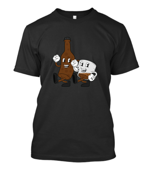 Liquor Lads Bottle And Glass Cartoon Characters T-Shirt