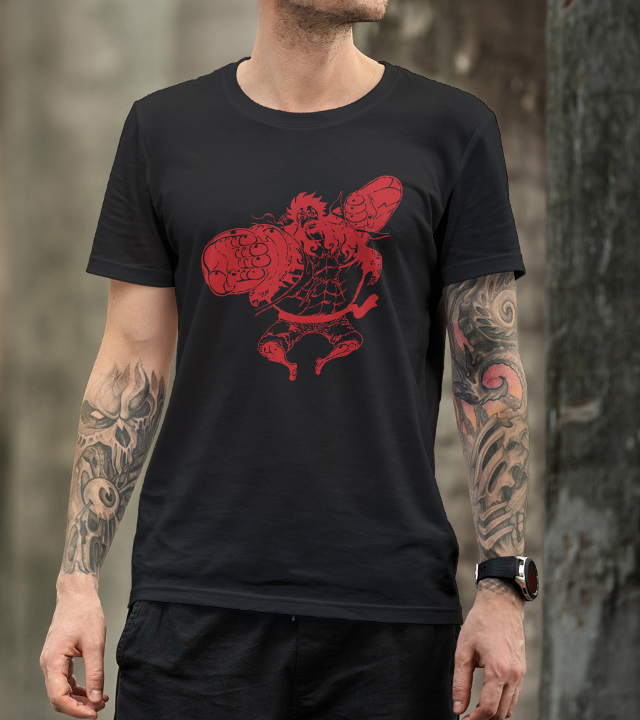 Luffy Gear 4 Bound Man Transformation Manga Style Red And Black T-Shirt