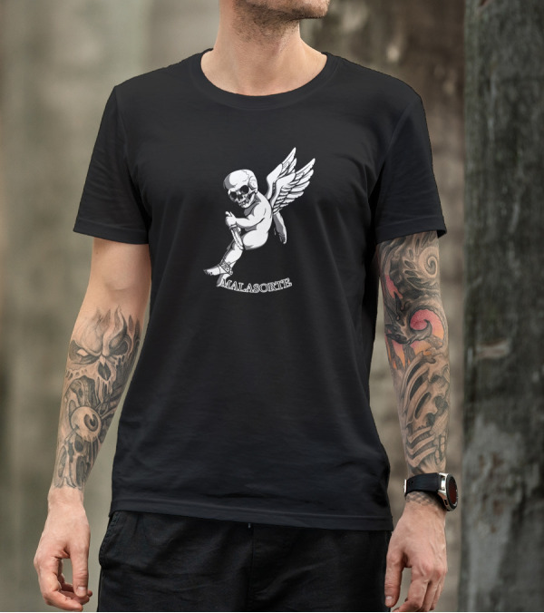Malasorte Winged Skull Cherub With Dagger T-Shirt