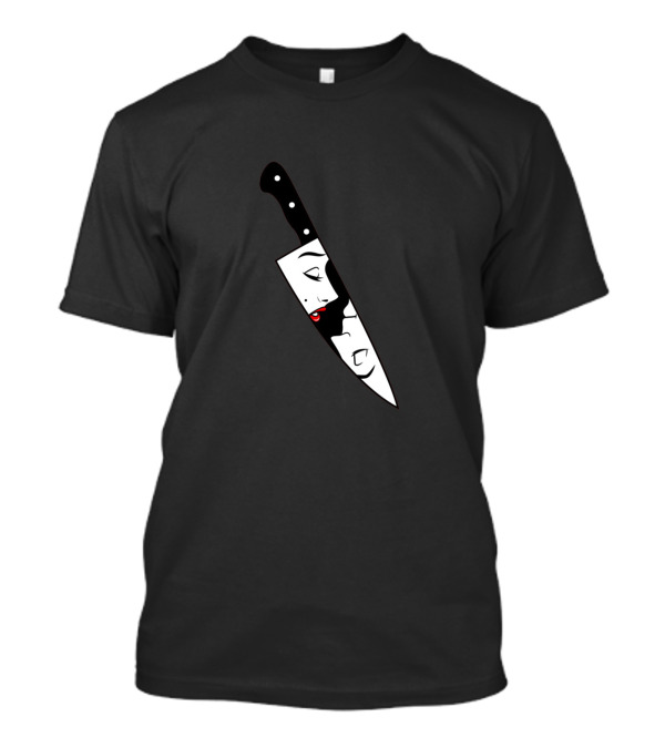 Noir Knife Lady Faces Red Lips T-Shirt