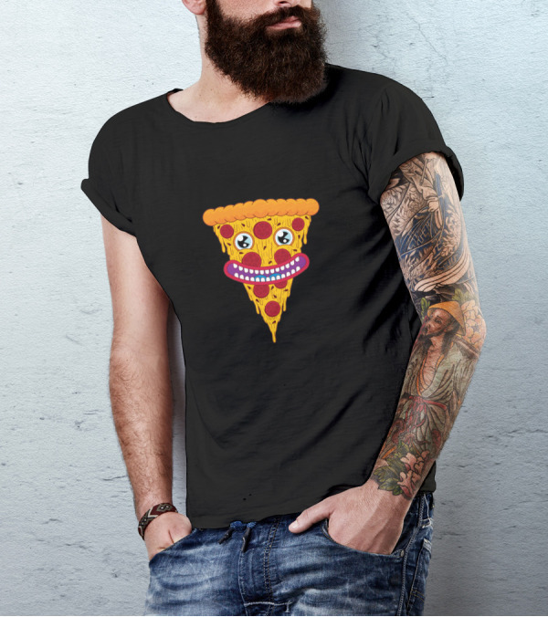 Pizza Face Slice With Pepperoni Smile And Cheesy Drips T-Shirt