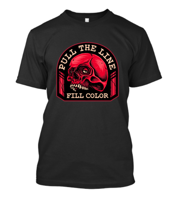 PULL THE LINE FILL COLOR Red Skull T-Shirt