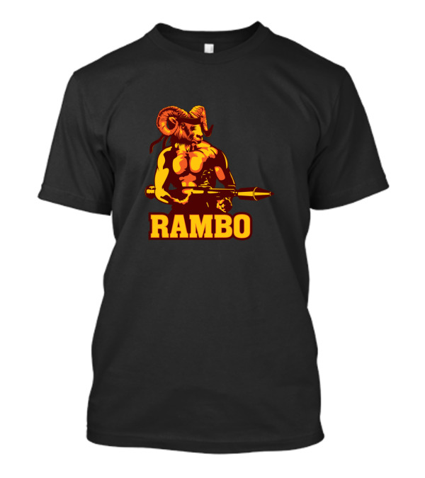 Rambo Buff Ram Head Holding Rocket Launcher T-Shirt
