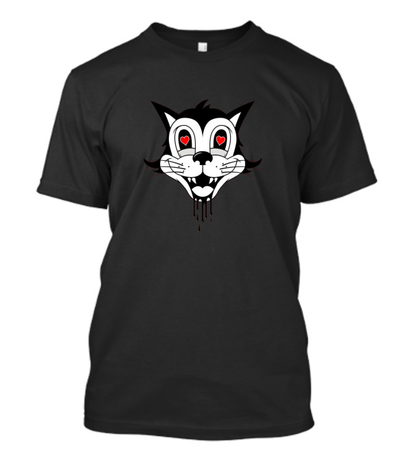 Retro Cat Dripping Love Hearts Eyes T-Shirt