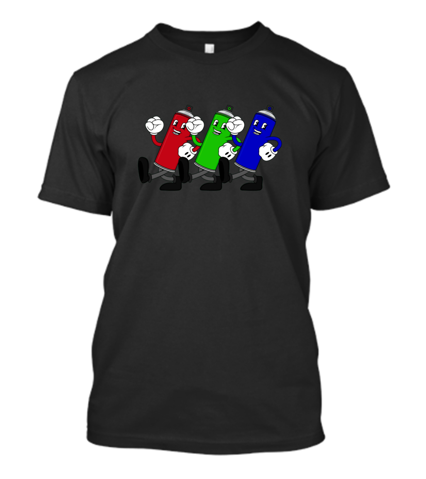 RGB Spray Cans Cartoon Characters T-Shirt