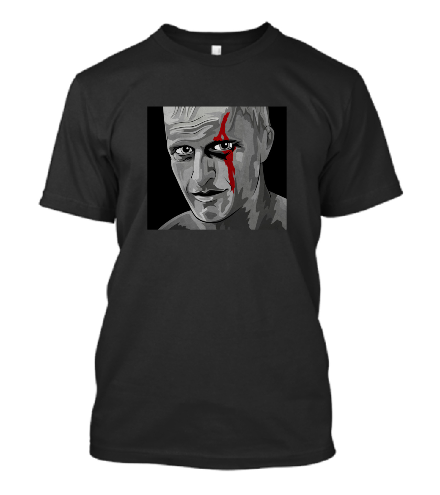 Blade Runner Roy Batty Character Illustration Gray With Red Scar T-Shirt