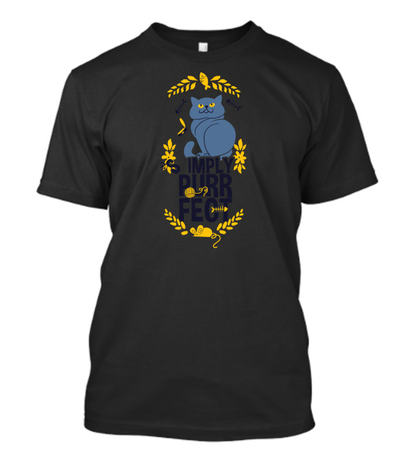 Imply Purrfect Cat With Yarn Fishbone Laurel Flowers T-Shirt