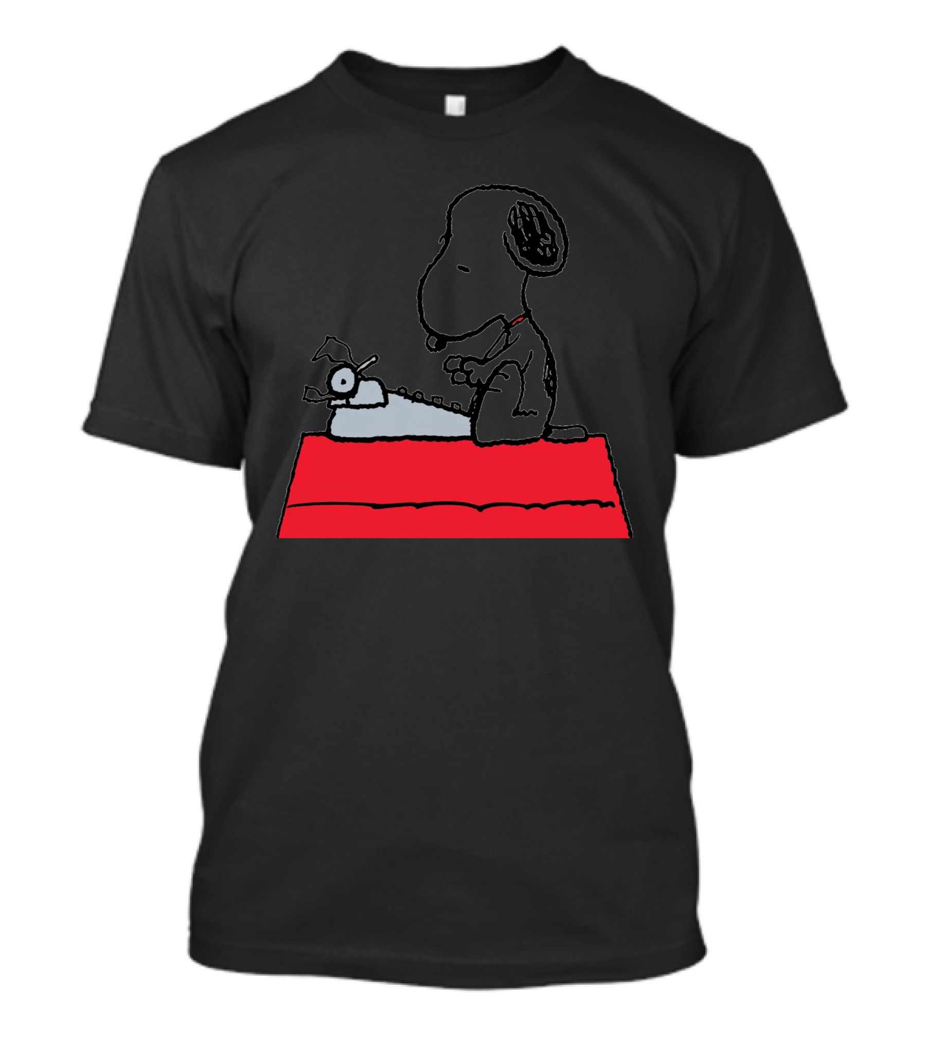 Snoopy On Red Doghouse With Typewriter Peanuts Comic T-Shirt
