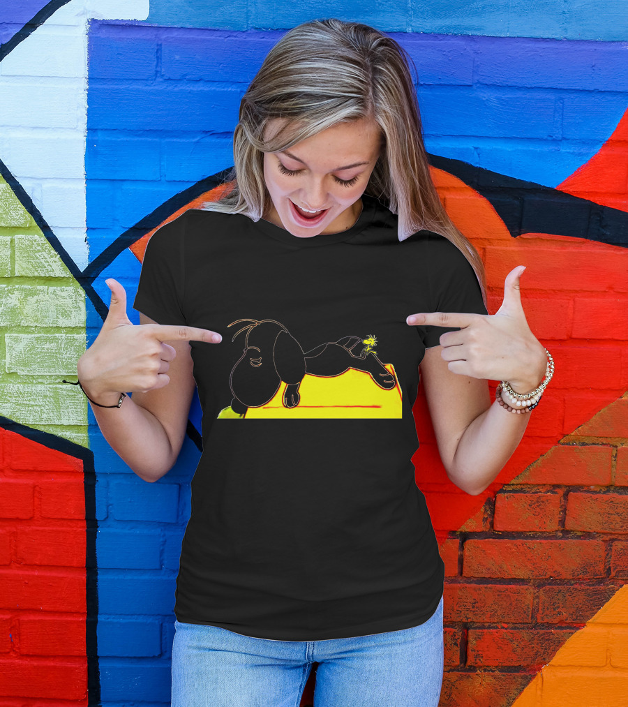Snoopy Tired Of Feeling Sleeping On Doghouse With Woodstock T-Shirt