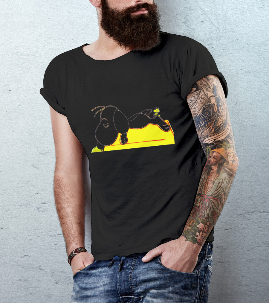 Snoopy Tired Of Feeling Sleeping On Doghouse With Woodstock T-Shirt