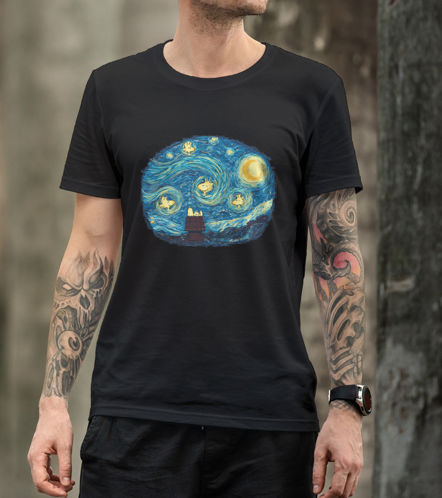 Snoopy Starry Night Charlie Brown Mashup T-Shirt