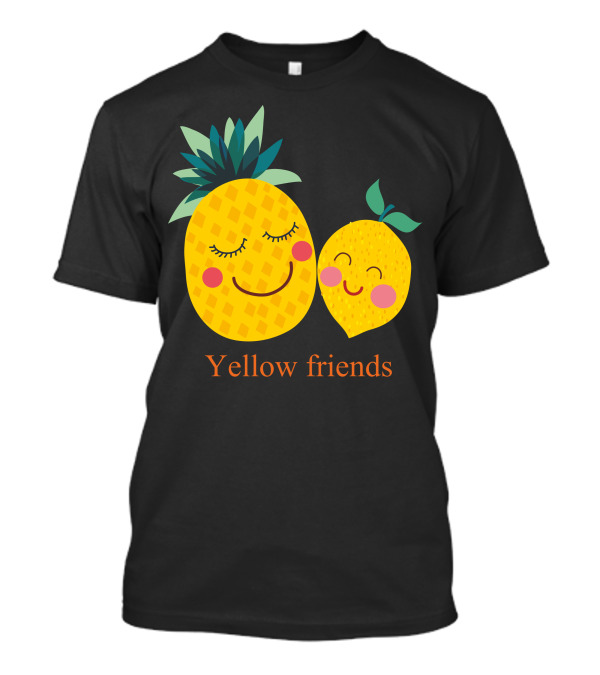 Yellow Friends Pineapple And Lemon Smiling Faces T-Shirt