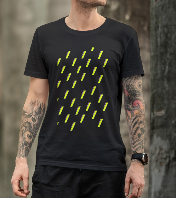 Acid Rain Neon Yellow And Purple Diagonal Stripes T-Shirt