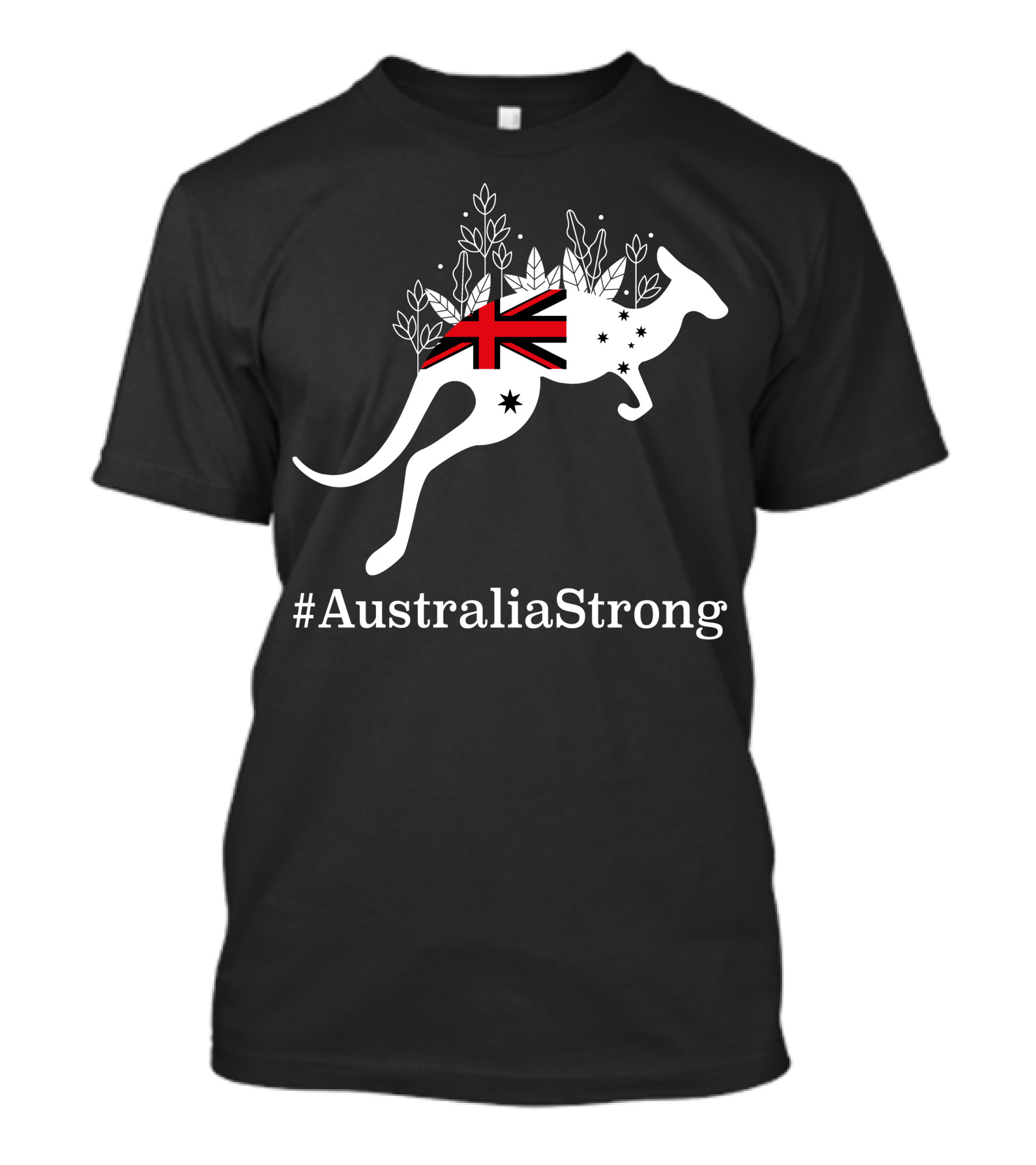 AustraliaStrong Kangaroo Silhouette With Union Jack And Flora T-Shirt