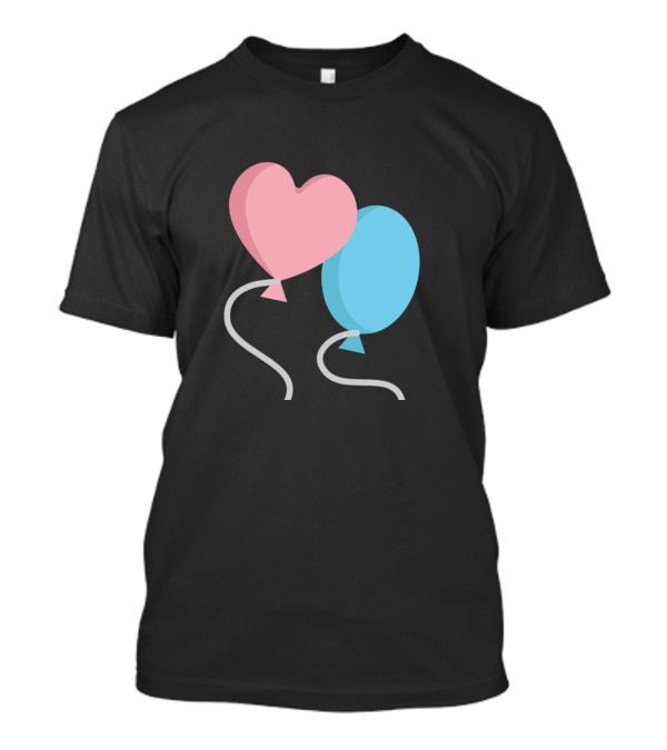 Pink Heart Blue Oval Balloons T-Shirt