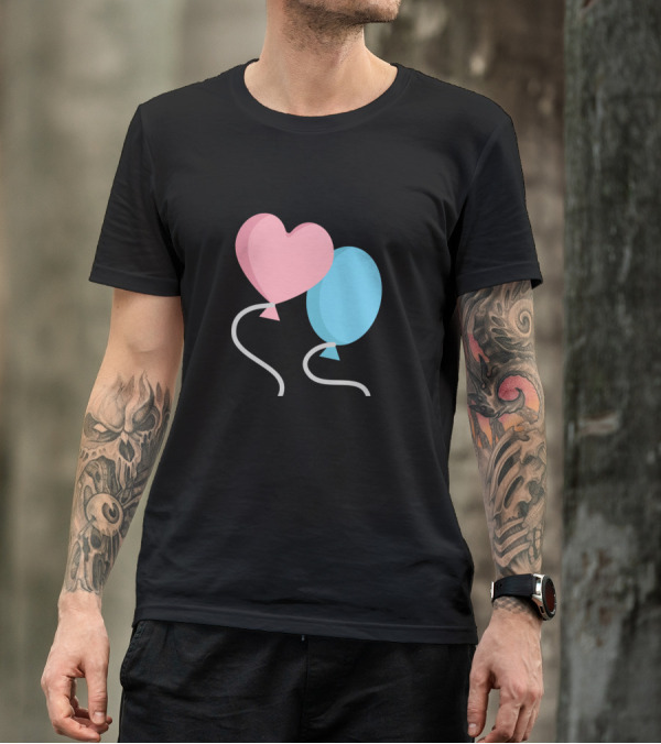 Pink Heart Blue Oval Balloons T-Shirt