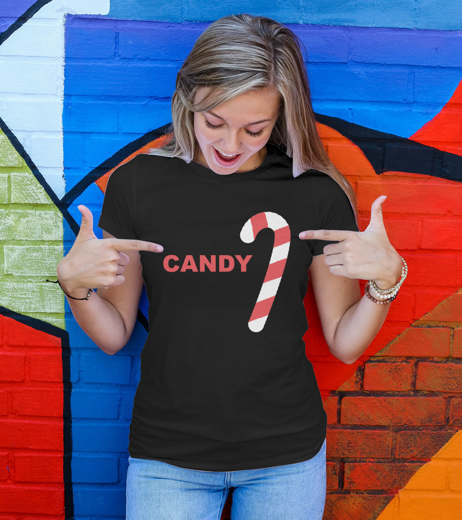 CANDY Cane Christmas Holiday Striped T-Shirt