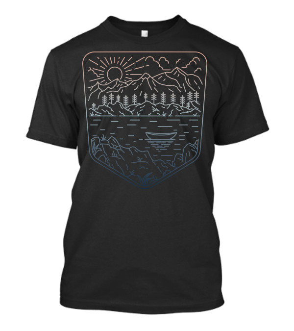 Canoe Lake Sunset With Mountains And Trees T-Shirt