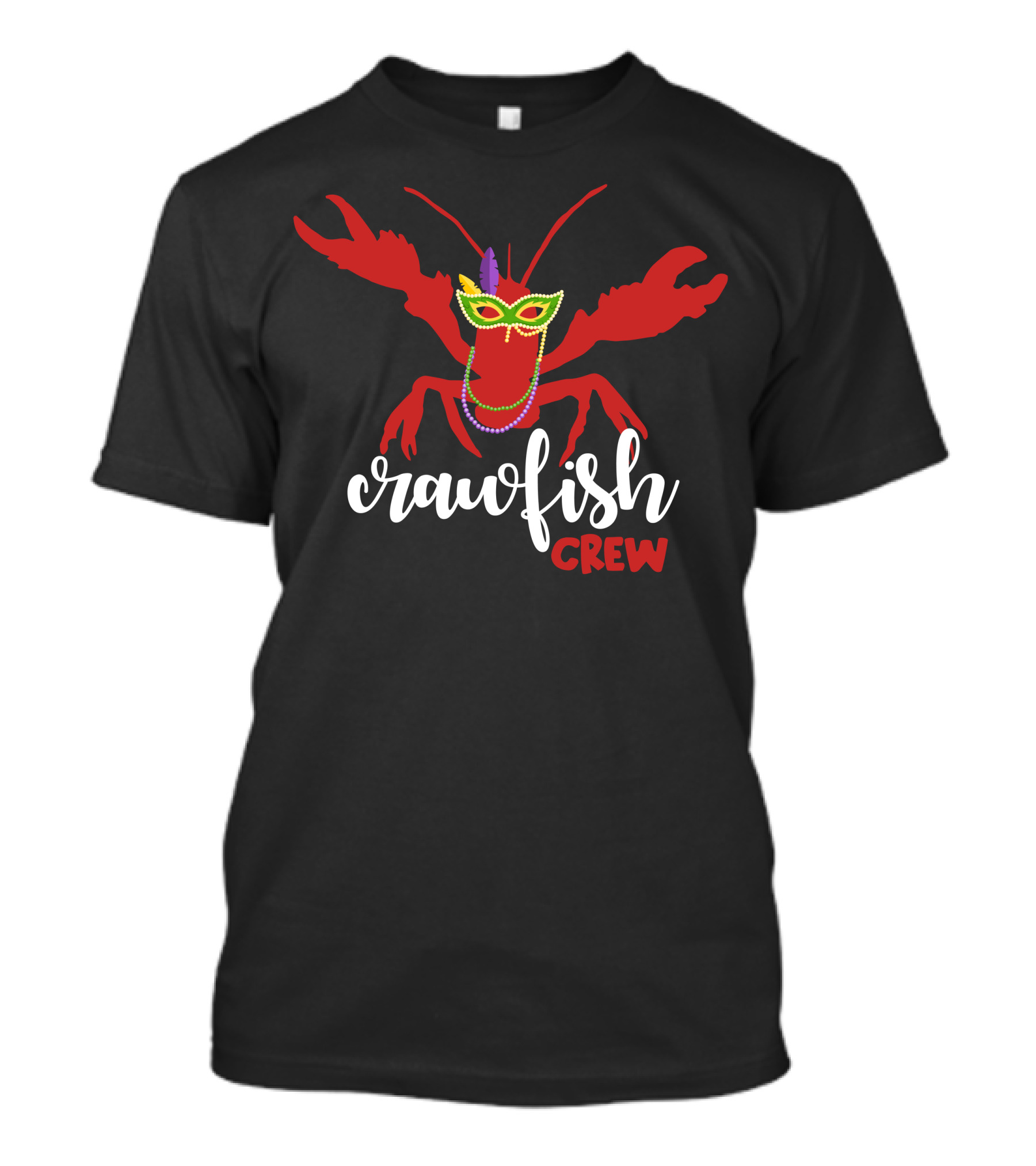 Crawfish Crew Mardi Gras Mask Beads T-Shirt