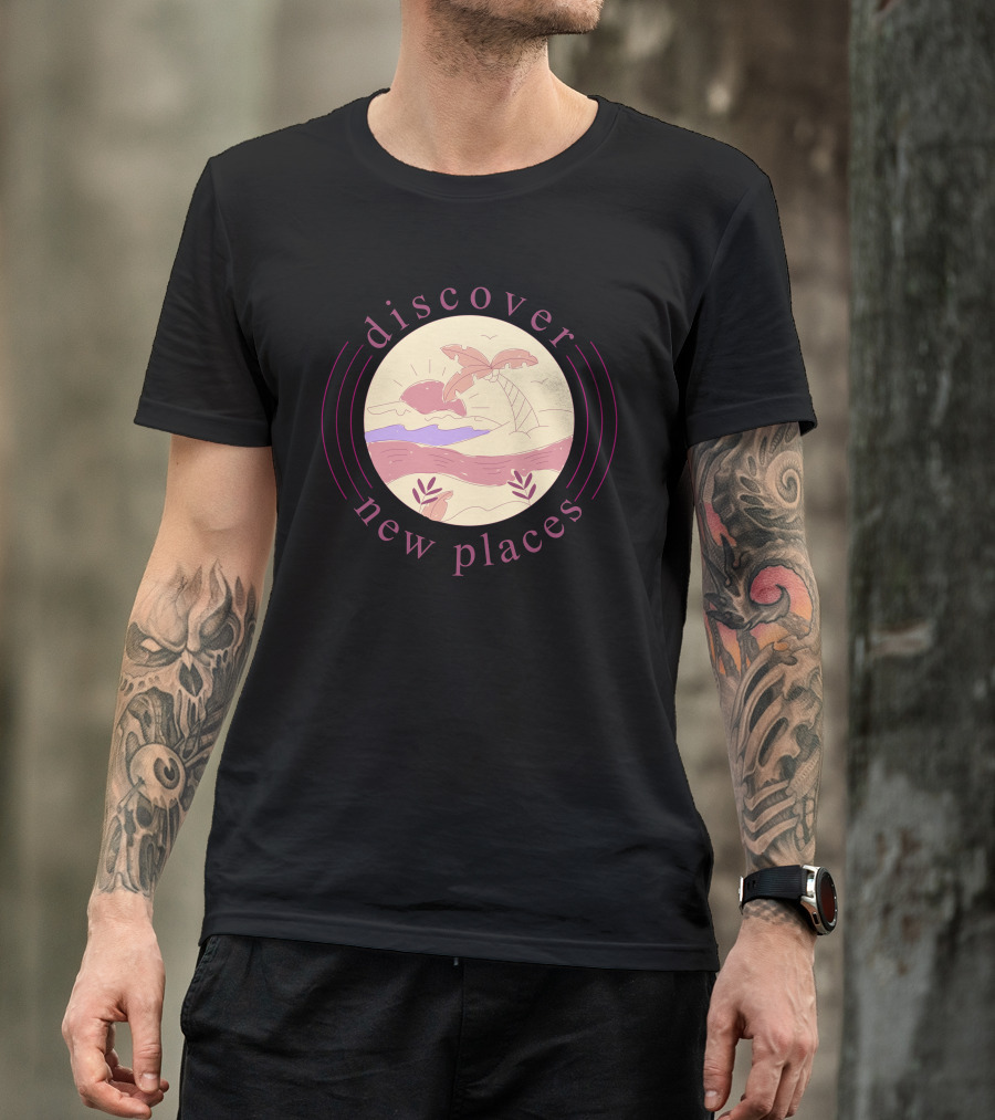 Discover New Places Tropical Sunset And Palm Trees T-Shirt