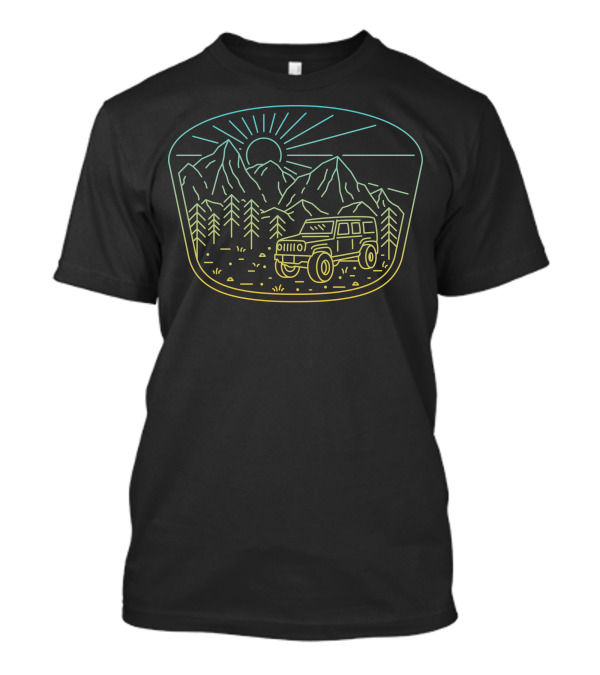 Expedition Offroad Adventure Mountains Jeep Sunburst T-Shirt
