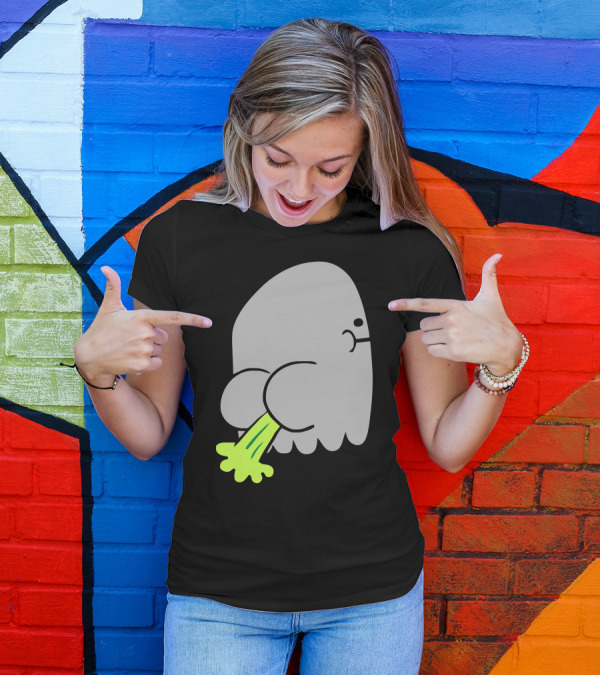 Ghost Fart Ghost With Green Farting T-Shirt