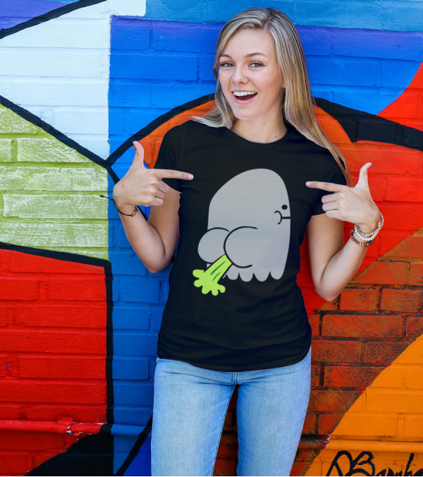 Ghost Fart Ghost With Green Farting T-Shirt