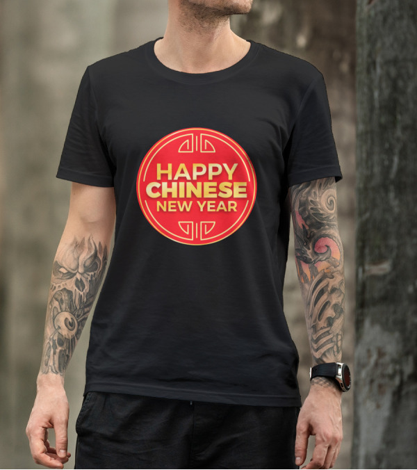 Happy Chinese New Year Red And Gold Circular Emblem T-Shirt