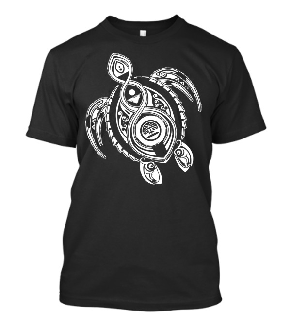 Hawaiian Turtle Tribal Design With Black And White Intricate T-Shirt