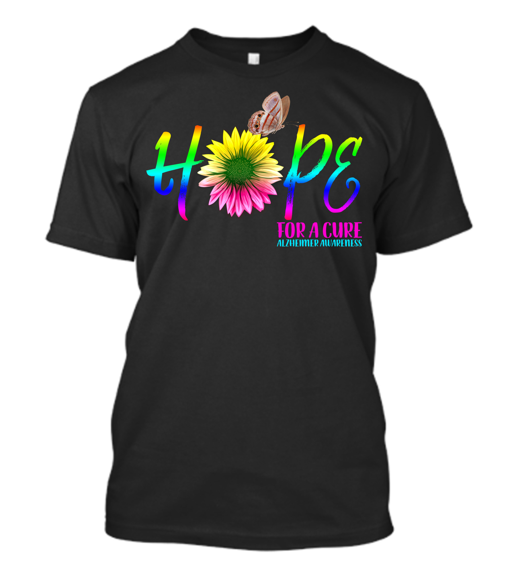 Hope Flower Butterfly For A Cure Alzheimer Awareness T-Shirt